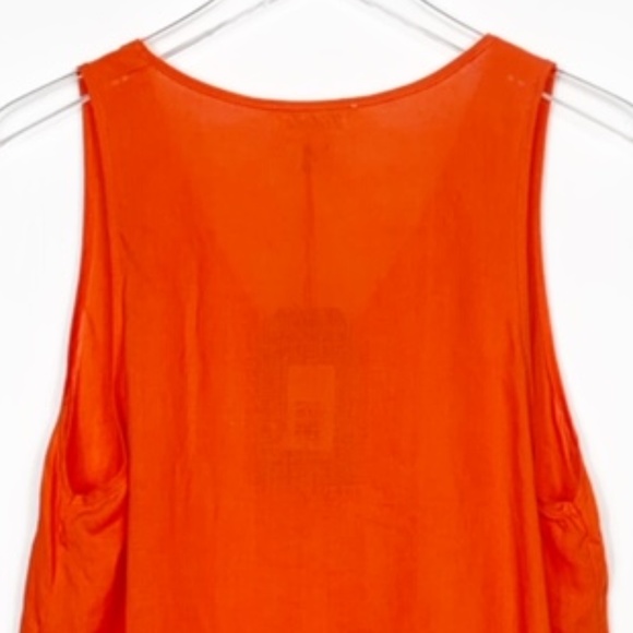 Listicle Orange Linen Blend V Neck Tank Top - Picture 5 of 8